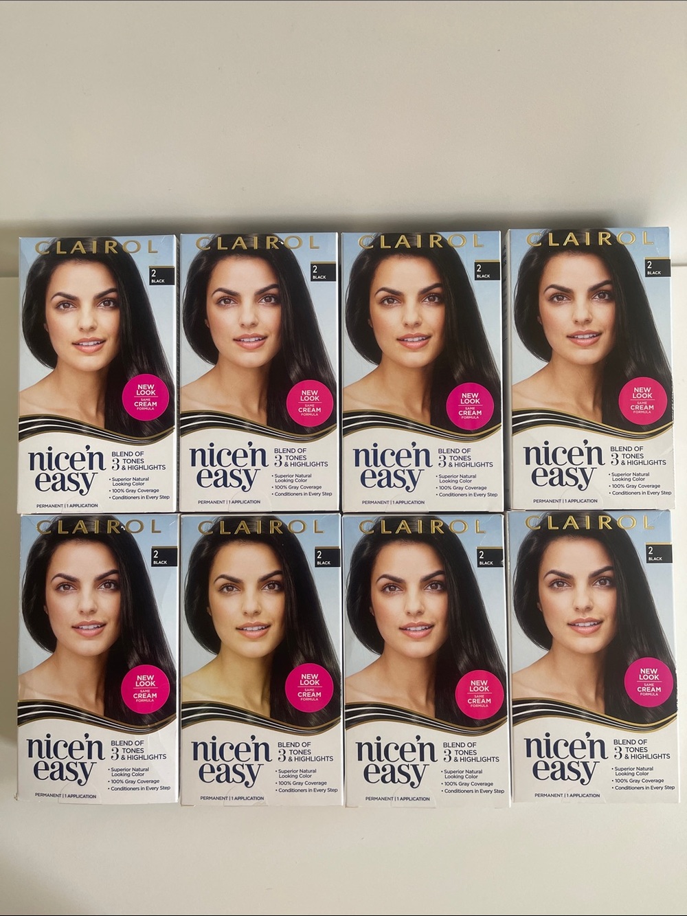 Clairol Nice'n Easy Hair Color Permanent 100% gray coverage #2-Black (Lot of 8)